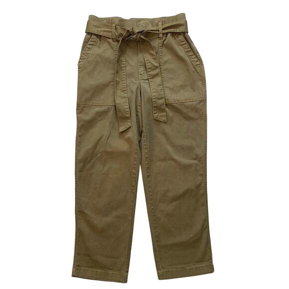 cabi Women’s Size 4 Paperbag Waist Pants Khaki Beige Tie Belt Utility Style 5693 - Picture 1 of 8